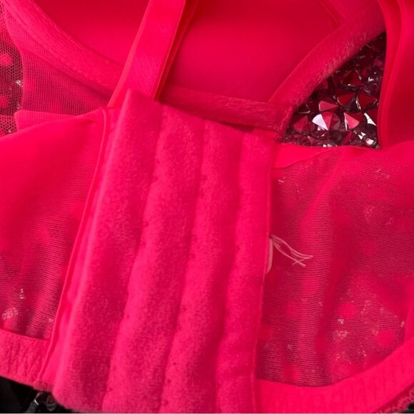Victoria secret crop tank bra bralette lace neon pink v opening front dotted - Picture 8 of 9